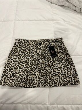 Sincerely Jules Leopard Print Mini Skirt - Black & Cream